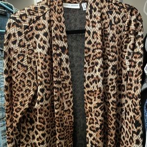 Susan Graver animal print Fall cardigan
